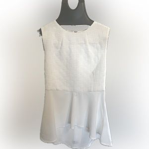 Vestique, Small, white zip-up back peplum top, small
